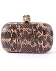 ALEXANDER MCQUEEN Python Skull Box Clutch Brown
