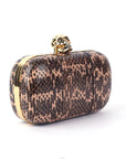 ALEXANDER MCQUEEN Python Skull Box Clutch Brown