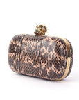 ALEXANDER MCQUEEN Python Skull Box Clutch Brown