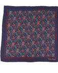 Salvatore Ferragamo Silk Pocket Square Navy Maroon Green