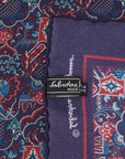Salvatore Ferragamo Silk Pocket Square Navy Maroon Green