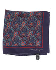 Salvatore Ferragamo Silk Pocket Square Navy Maroon Green