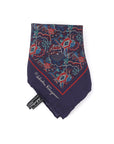 Salvatore Ferragamo Silk Pocket Square Navy Maroon Green