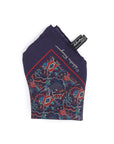 Salvatore Ferragamo Silk Pocket Square Navy Maroon Green