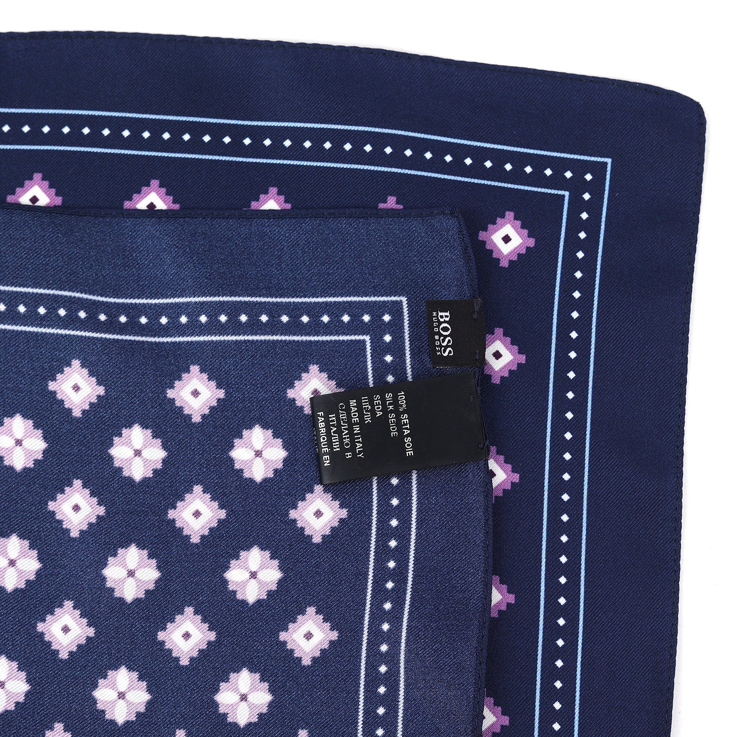 Hugo Boss Silk Pocket Square With Digital Print
