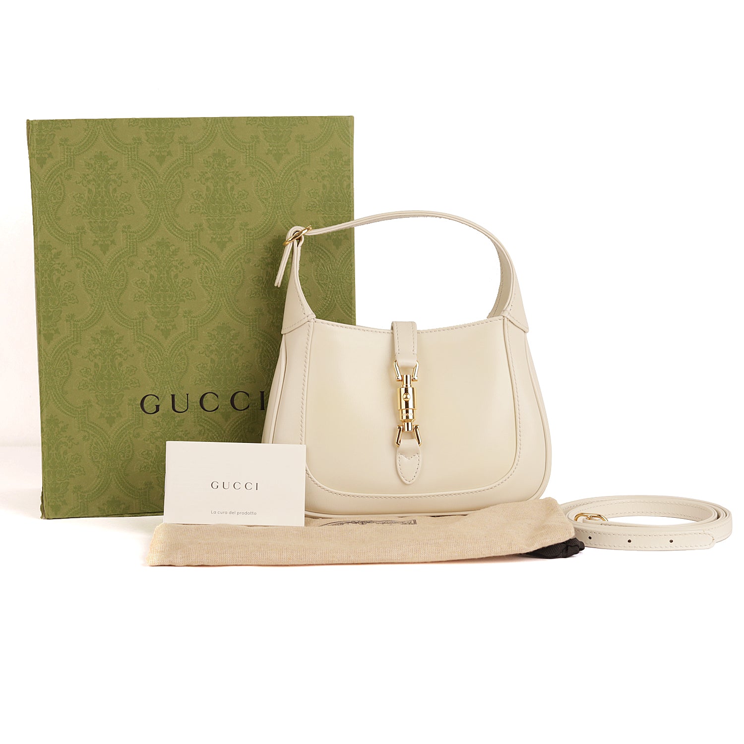Gucci White Leather Mini 1961 Jackie Shoulder Bag