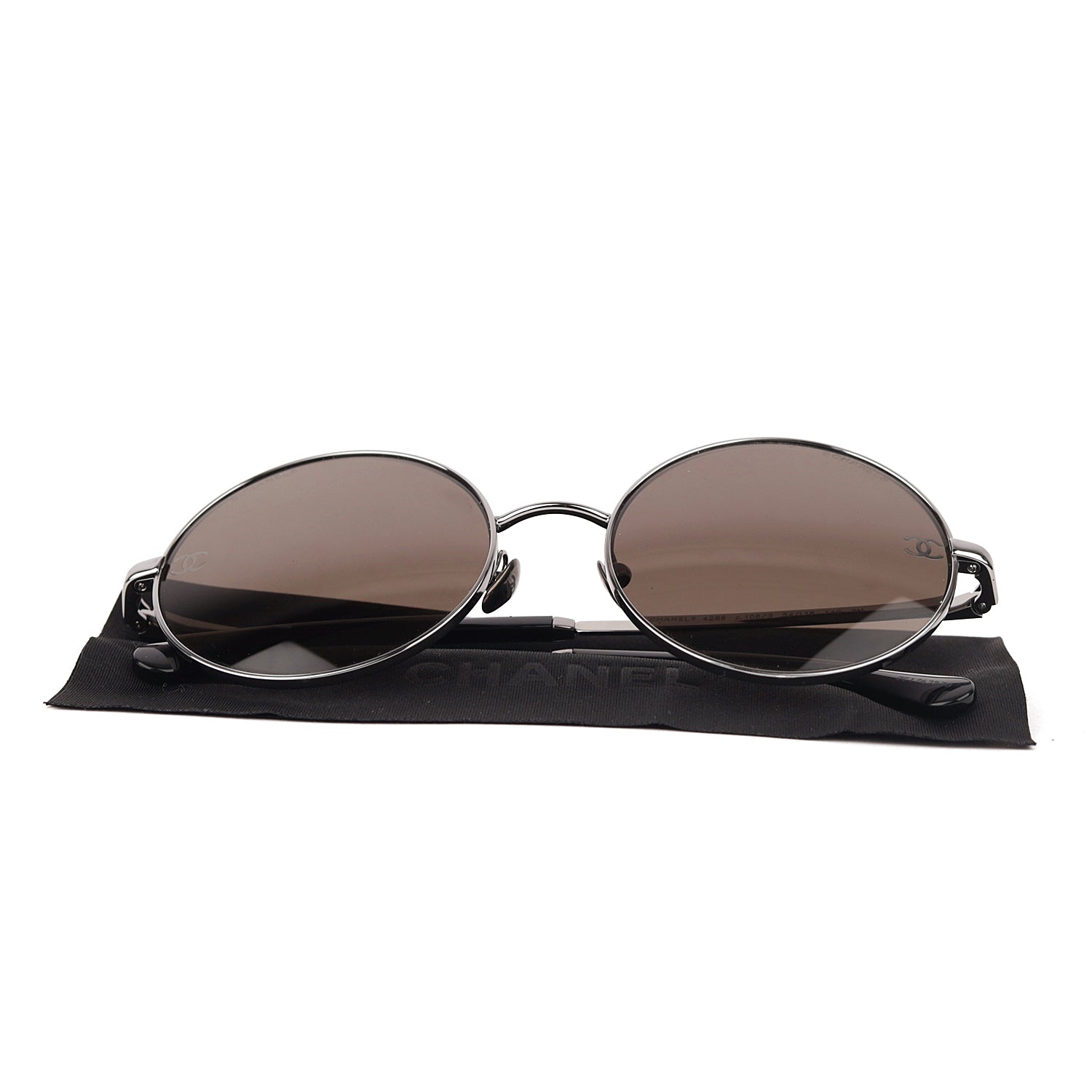 Chanel Round Sunglasses CH4268 Shiny Gunmetal/Brown