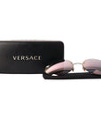 Versace Silver/Purple Metal MOD 2176 Medusa Rimless Round Sunglasses