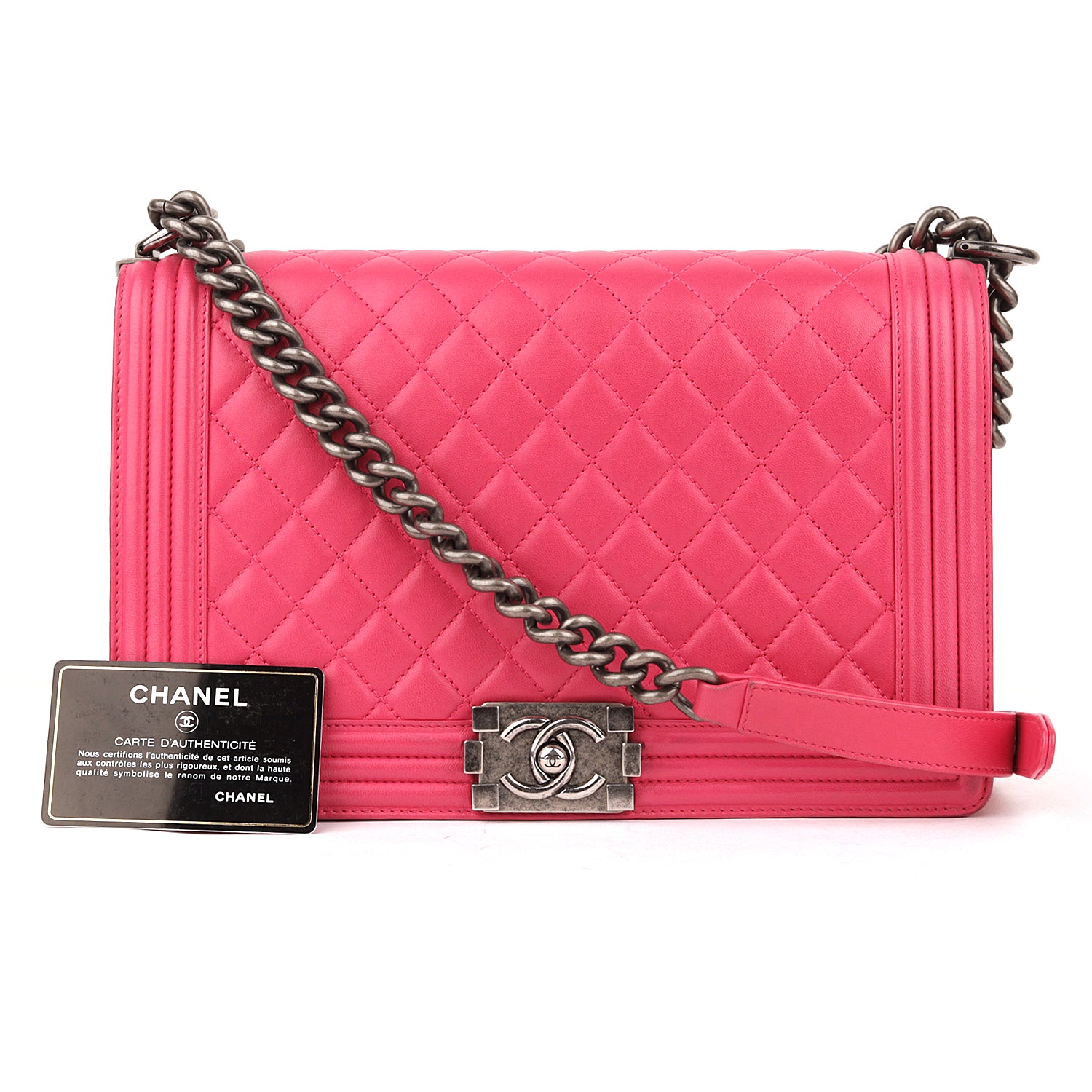 Chanel Boy Bag Medium Pink Quilted Lambskin