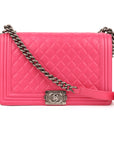 Chanel Boy Flap Bag Quilted Lambskin Medium Pink