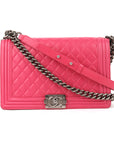 Chanel Boy Flap Bag Quilted Lambskin Medium Pink