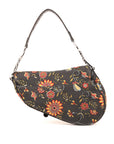 Christian Dior Saddle Vintage Floral Print Canvas Leather Bag