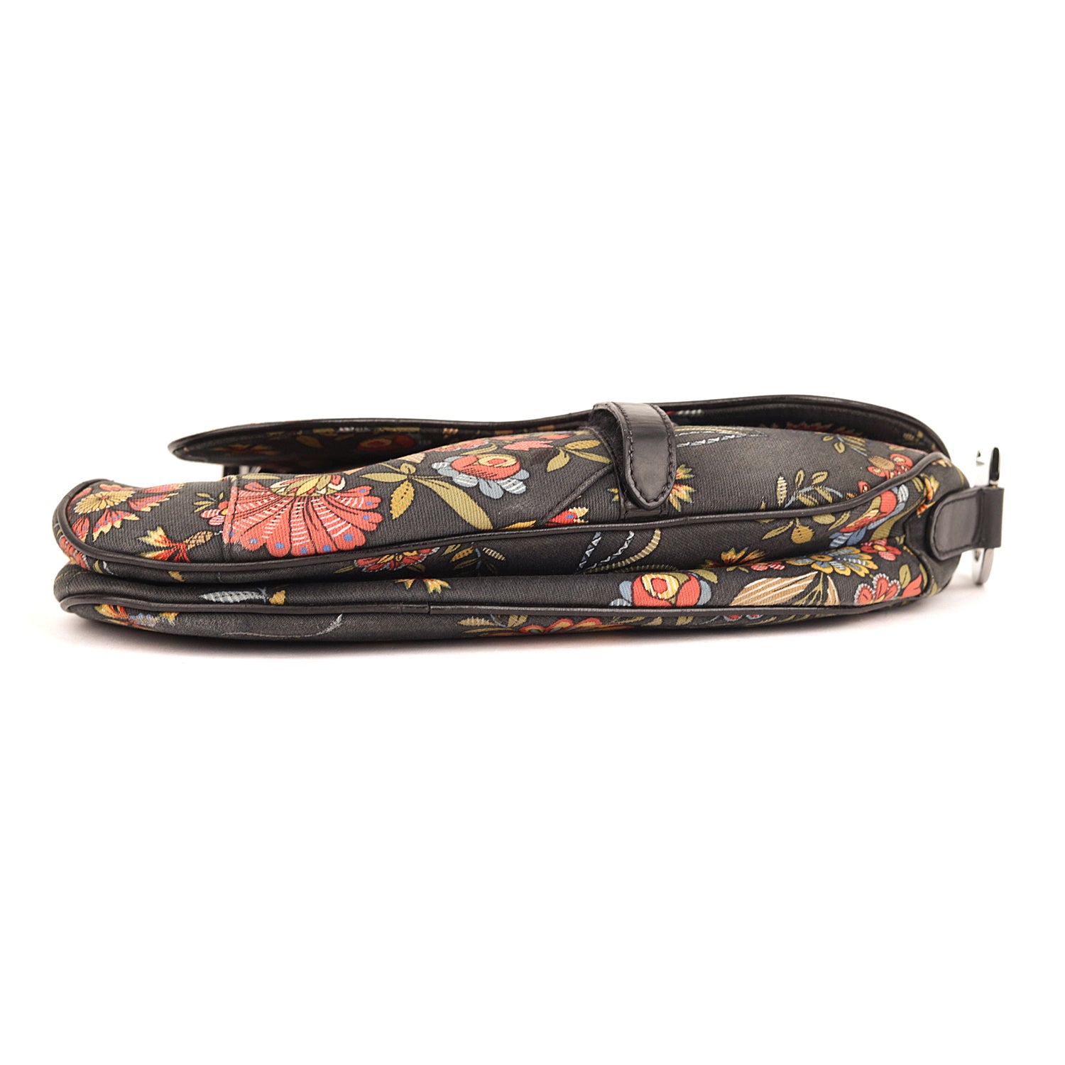 Christian Dior Saddle Vintage Floral Print Canvas Leather Bag
