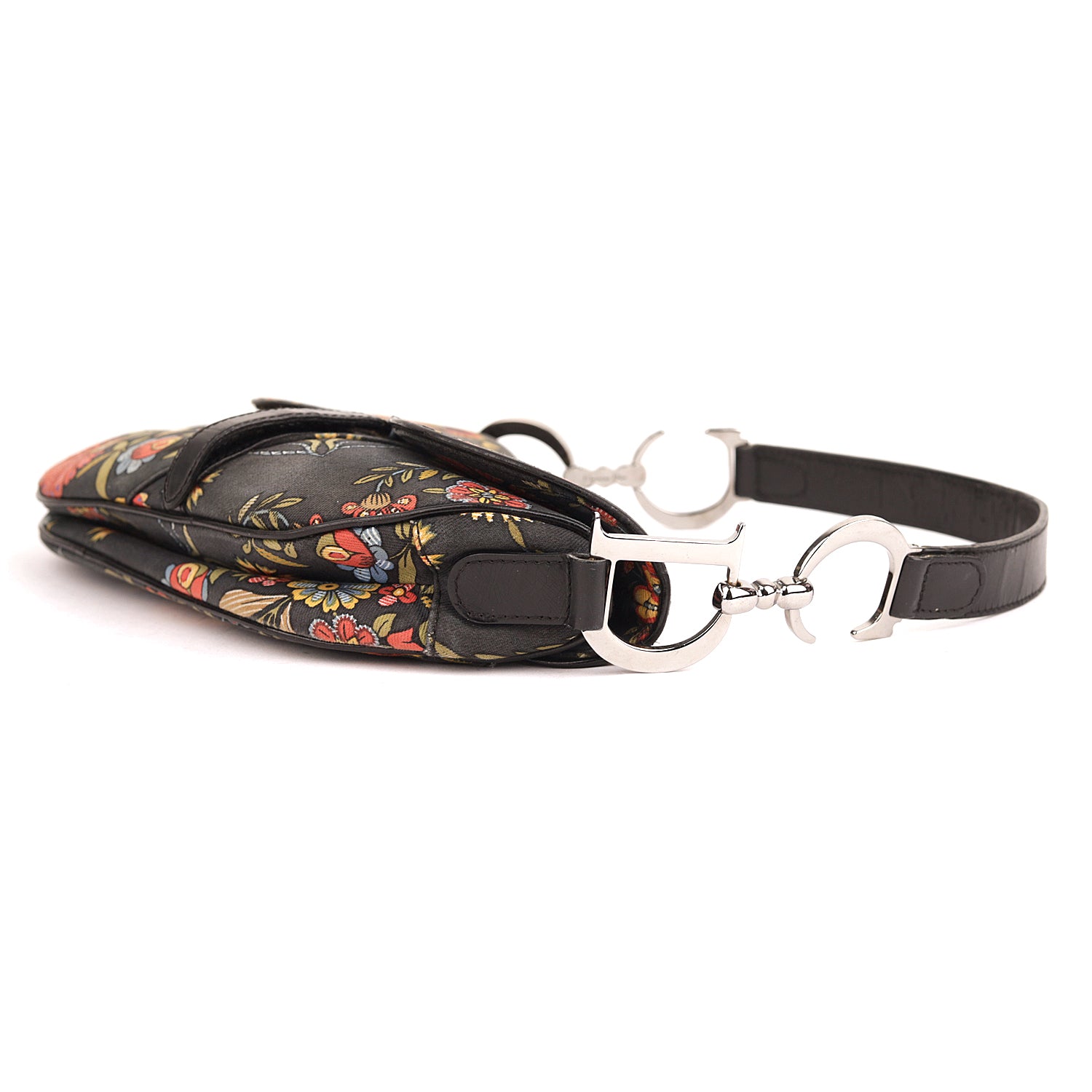 Christian Dior Saddle Vintage Floral Print Canvas Leather Bag