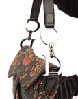 Christian Dior Saddle Vintage Floral Print Canvas Leather Bag