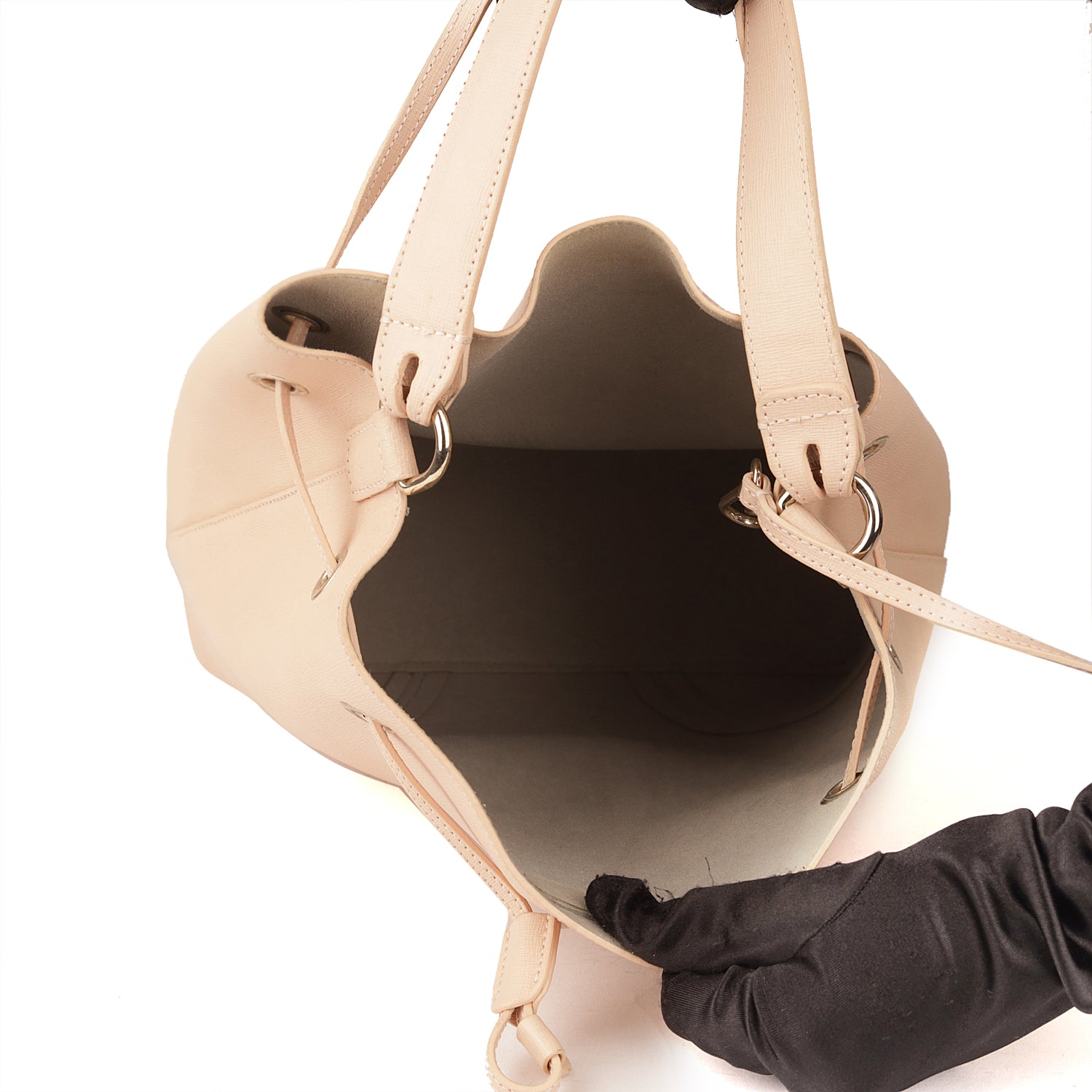 Furla Beige Leather Stacy Medium Bucket Bag