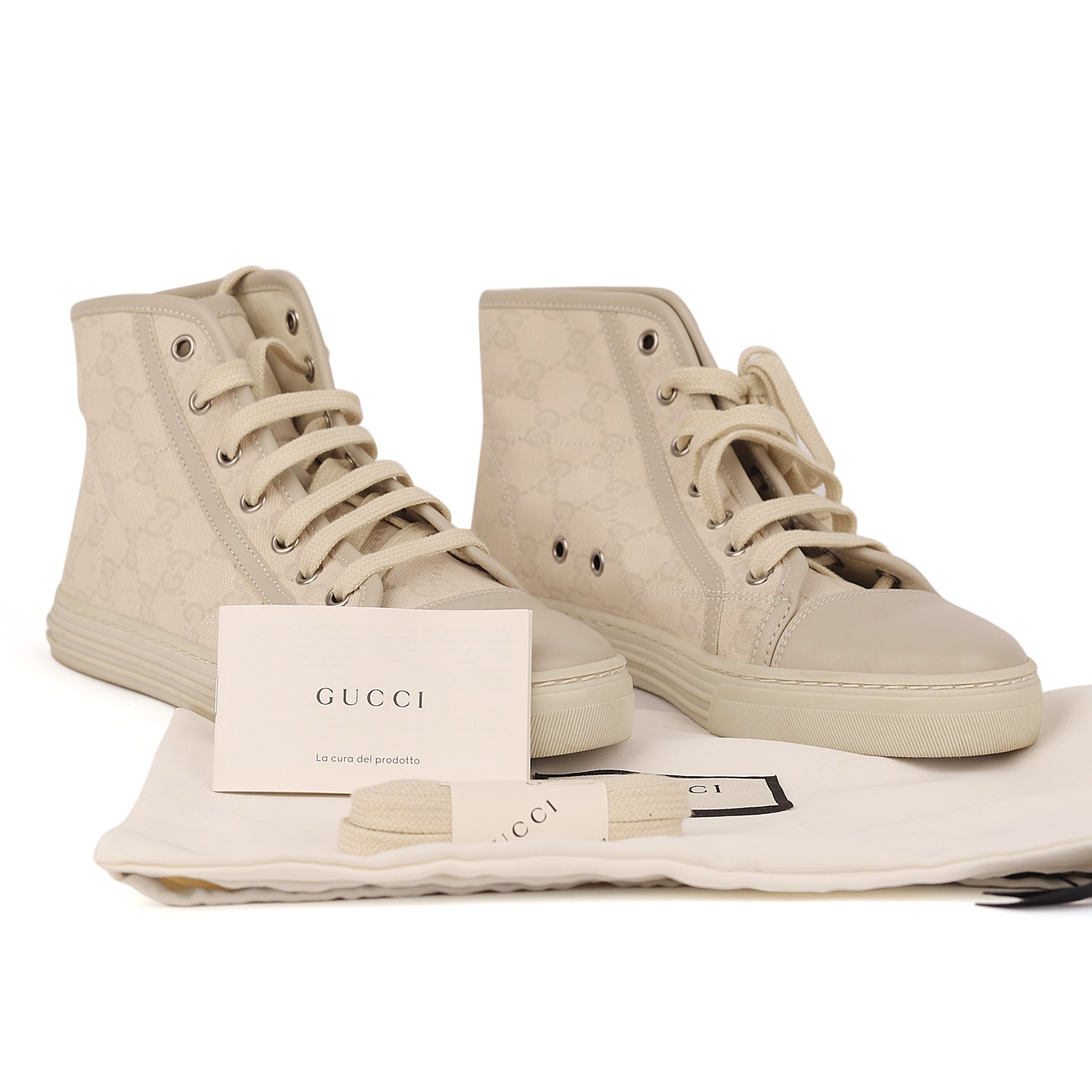 Gucci Canvas GG Monogram High Cut Sneakers - Size EU 37