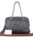 Gucci Soho Chain Navy Blue Leather Large Shoulder Bag