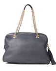 Gucci Soho Chain Navy Blue Leather Large Shoulder Bag