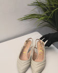 Gucci Nappa Charlotte Chevron Matelasse Double G Slingback Pumps White Size- 37.5