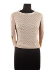 Missoni Bateau Neck Fluted fringe Chevron Metallic Crochet Knit Top Peach