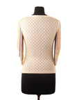 Missoni Bateau Neck Fluted fringe Chevron Metallic Crochet Knit Top Peach
