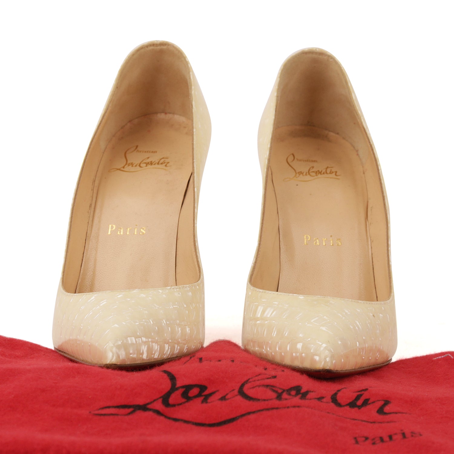 Christian Louboutin Pigalle Cream Leather Pumps EU 35.5