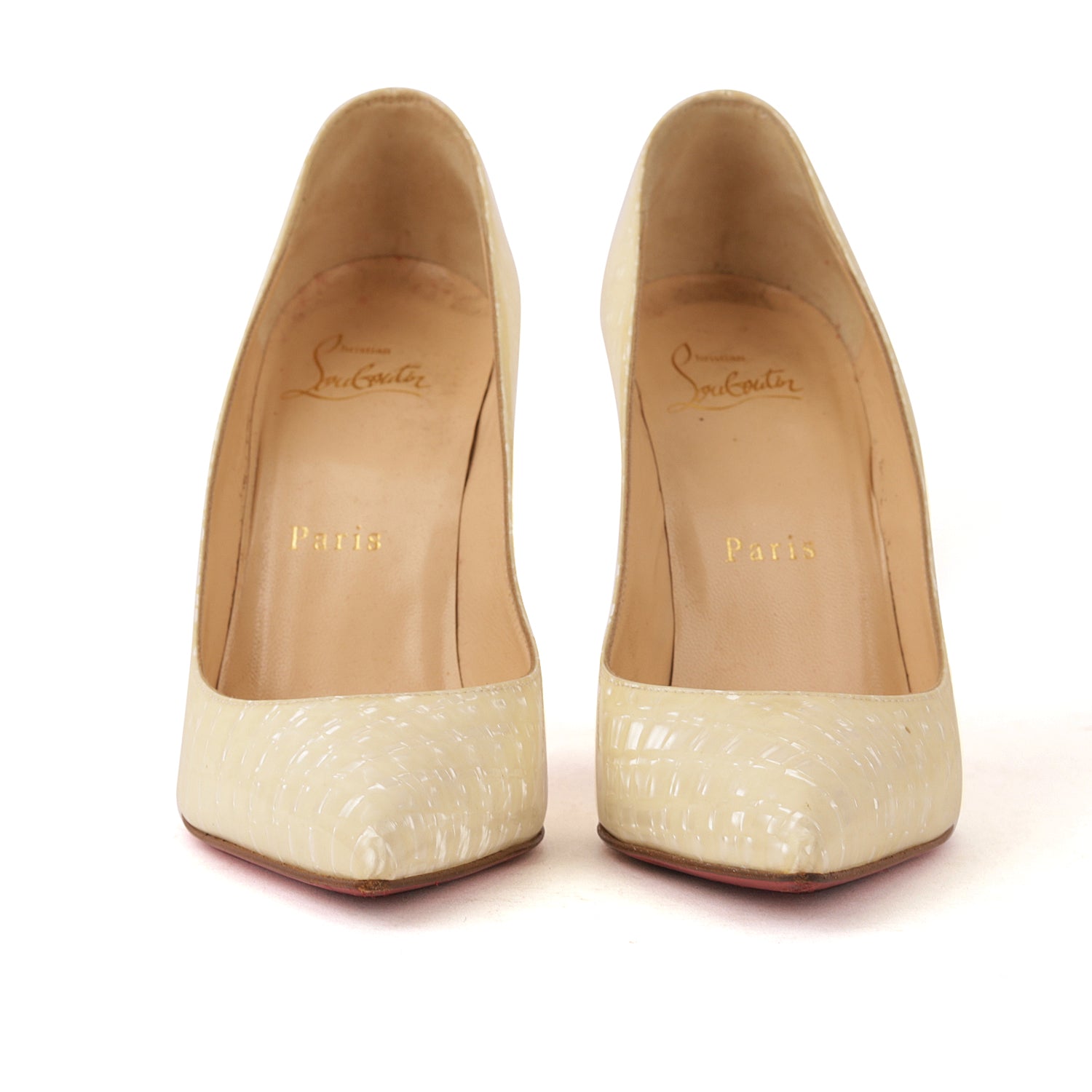 Christian Louboutin Pigalle Cream Leather Pumps EU 35.5