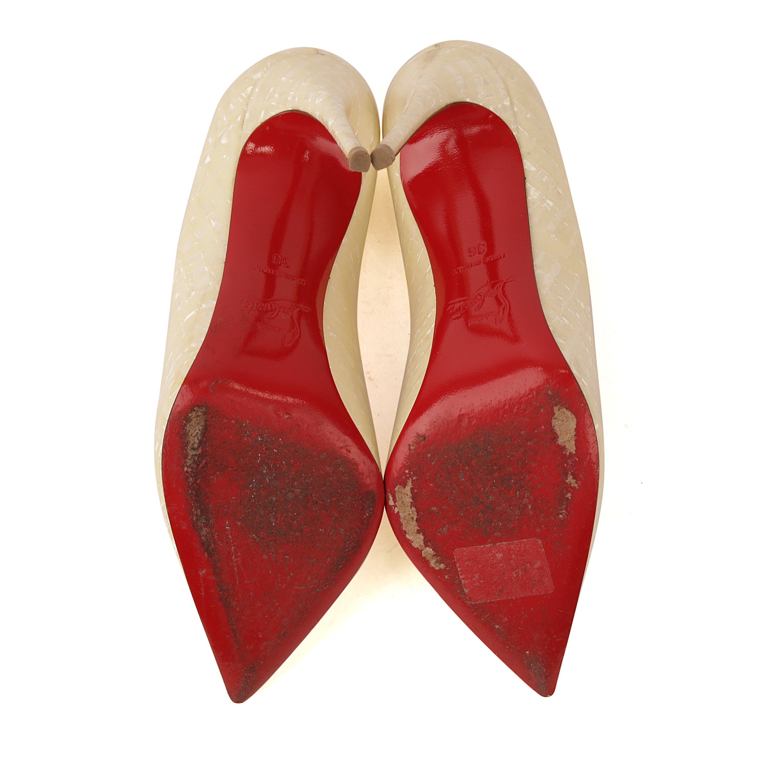 Christian Louboutin Pigalle Cream Leather Pumps EU 35.5