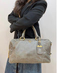 Prada Grey Vitello Shine Bauletto Bag