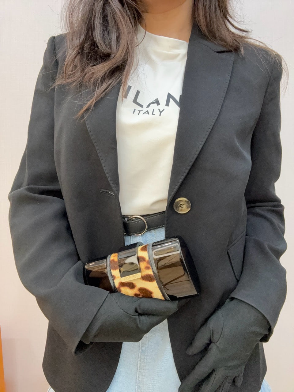 Jimmy Choo Ganache Natural Leopard Print Pony Clutch Bag