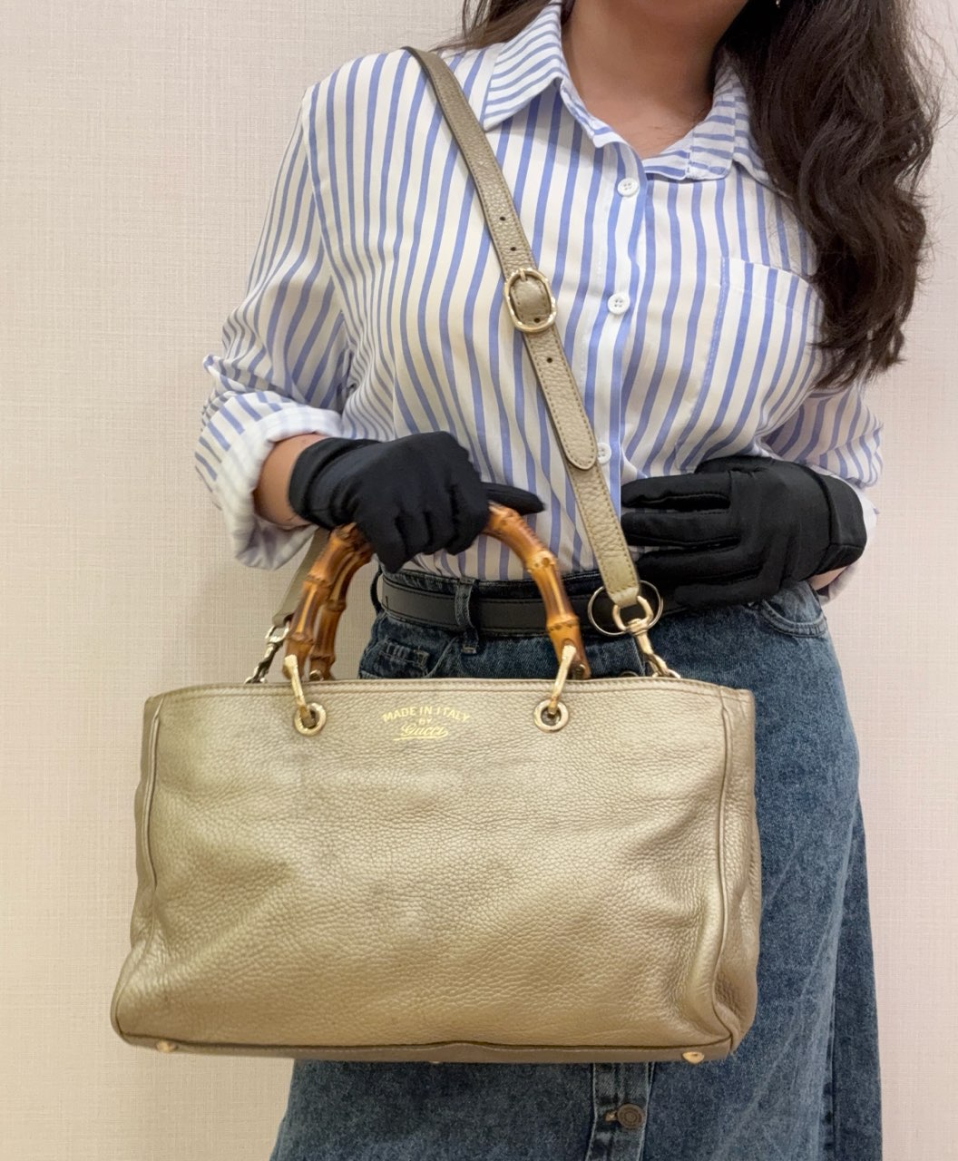 Gucci Bamboo Shopper Medium Leather Tote Bag