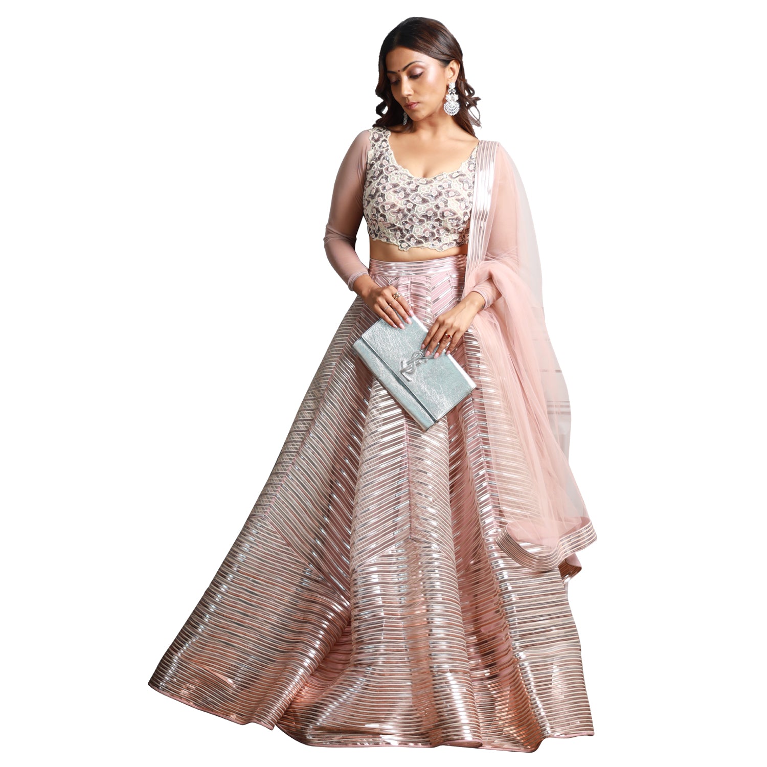 Pink Floral Blouse Lehenga