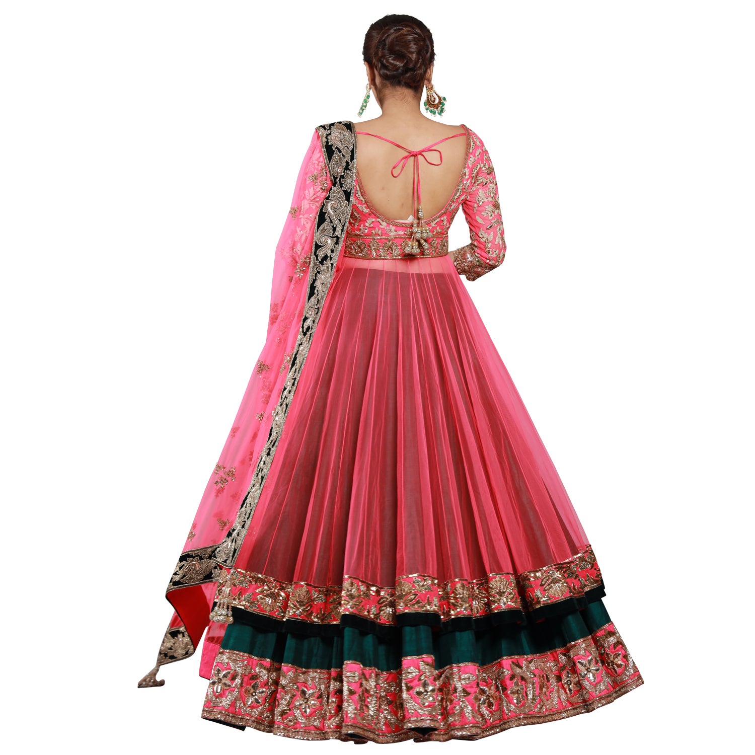 Manish Malhotra Pink And Dark Green Sharrara