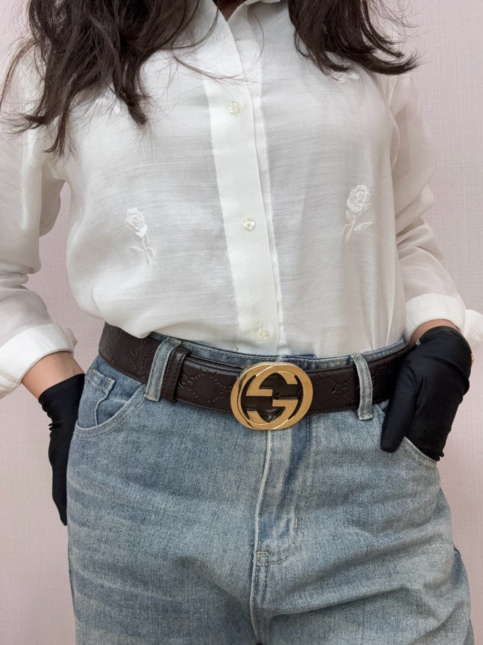 Buy Gucci Guccissima Blue Leather Interlocking G Buckle Belt 100cm