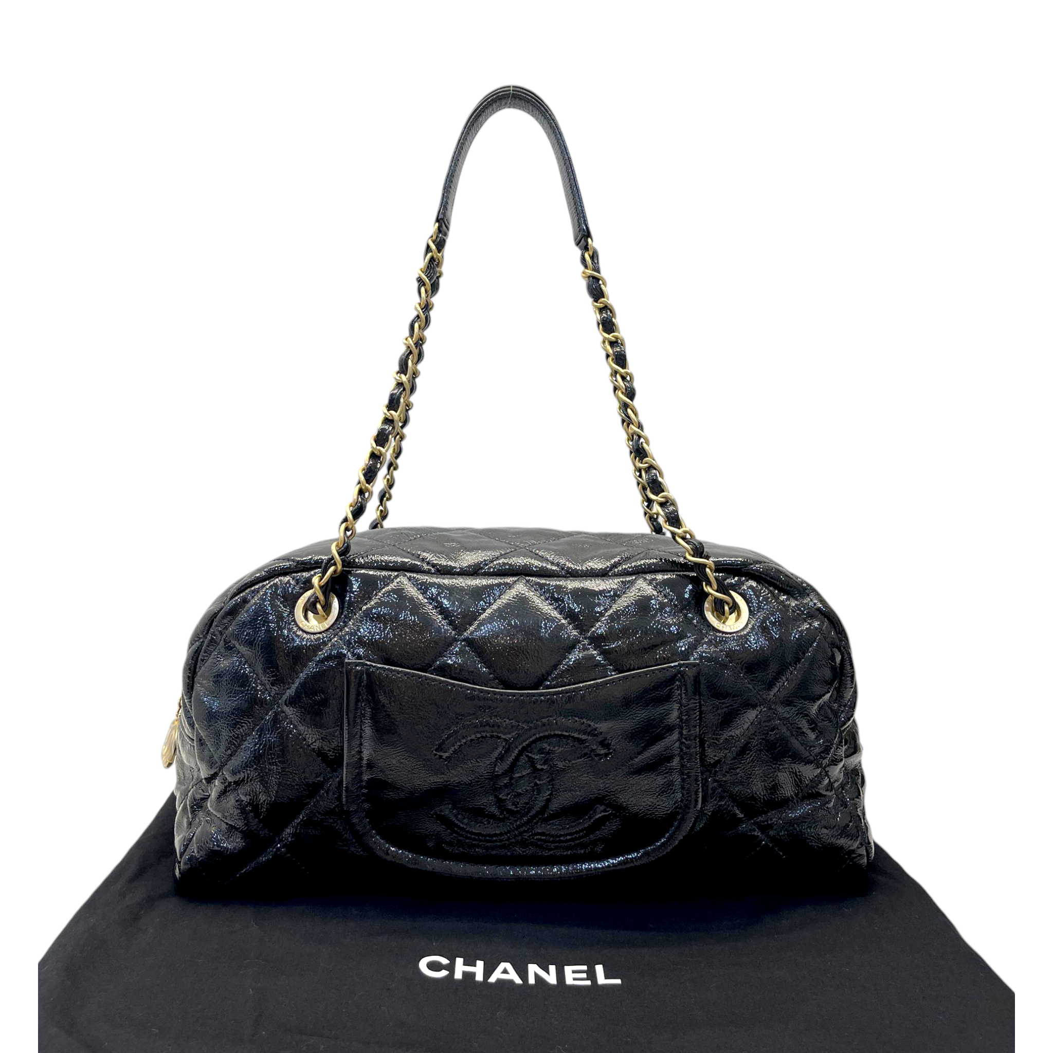 Chanel Shiny Aged Calfskin Bowler Bag Medium