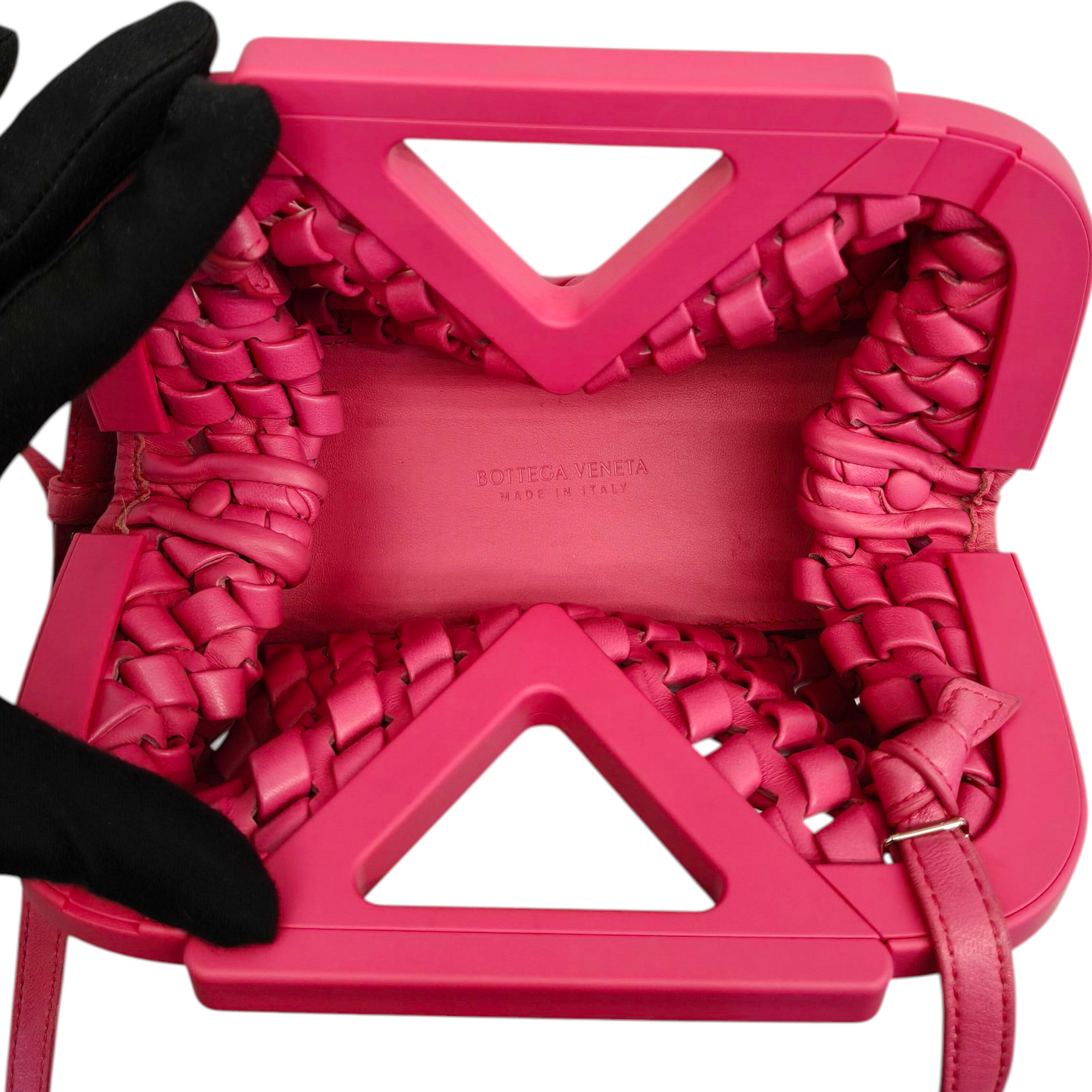 Bottega Veneta Pink Woven Leather Point Shoulder Bag