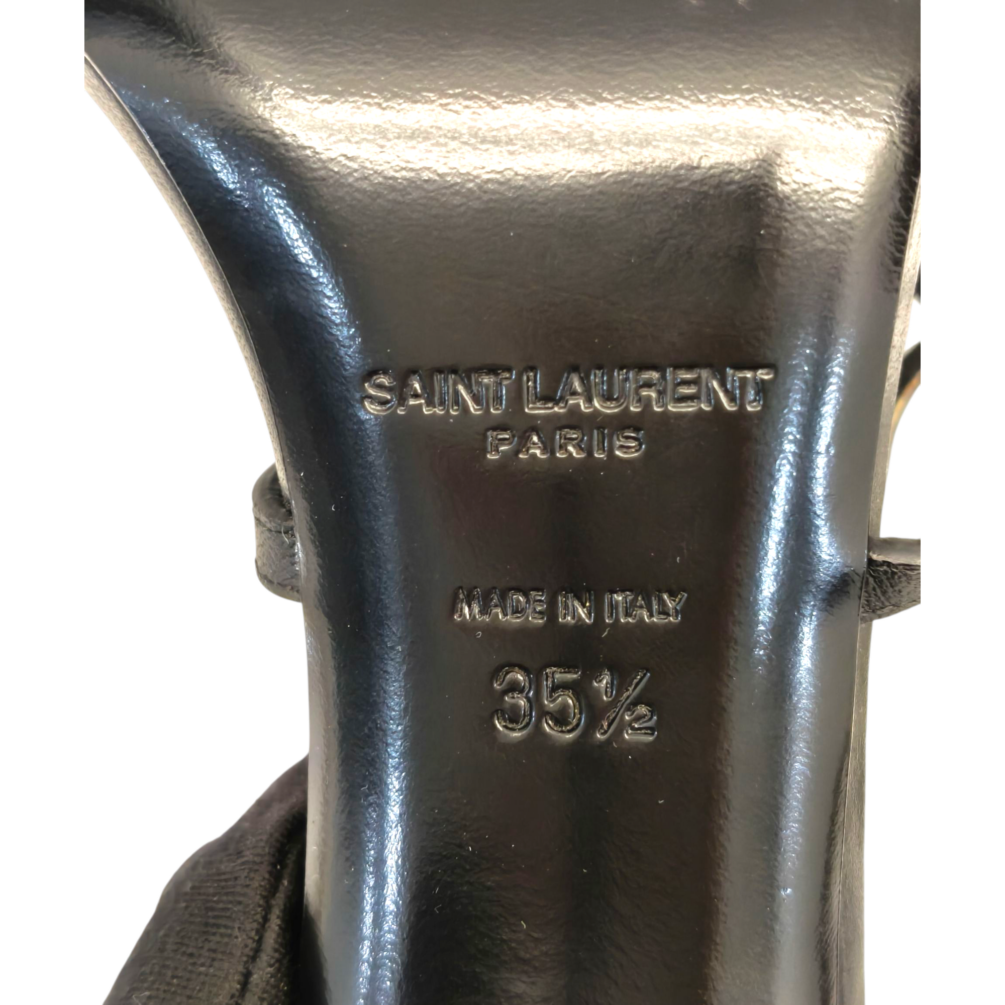 Saint Laurent Paris Black Leather Cassandra Ankle Strap Sandals EU 35.5