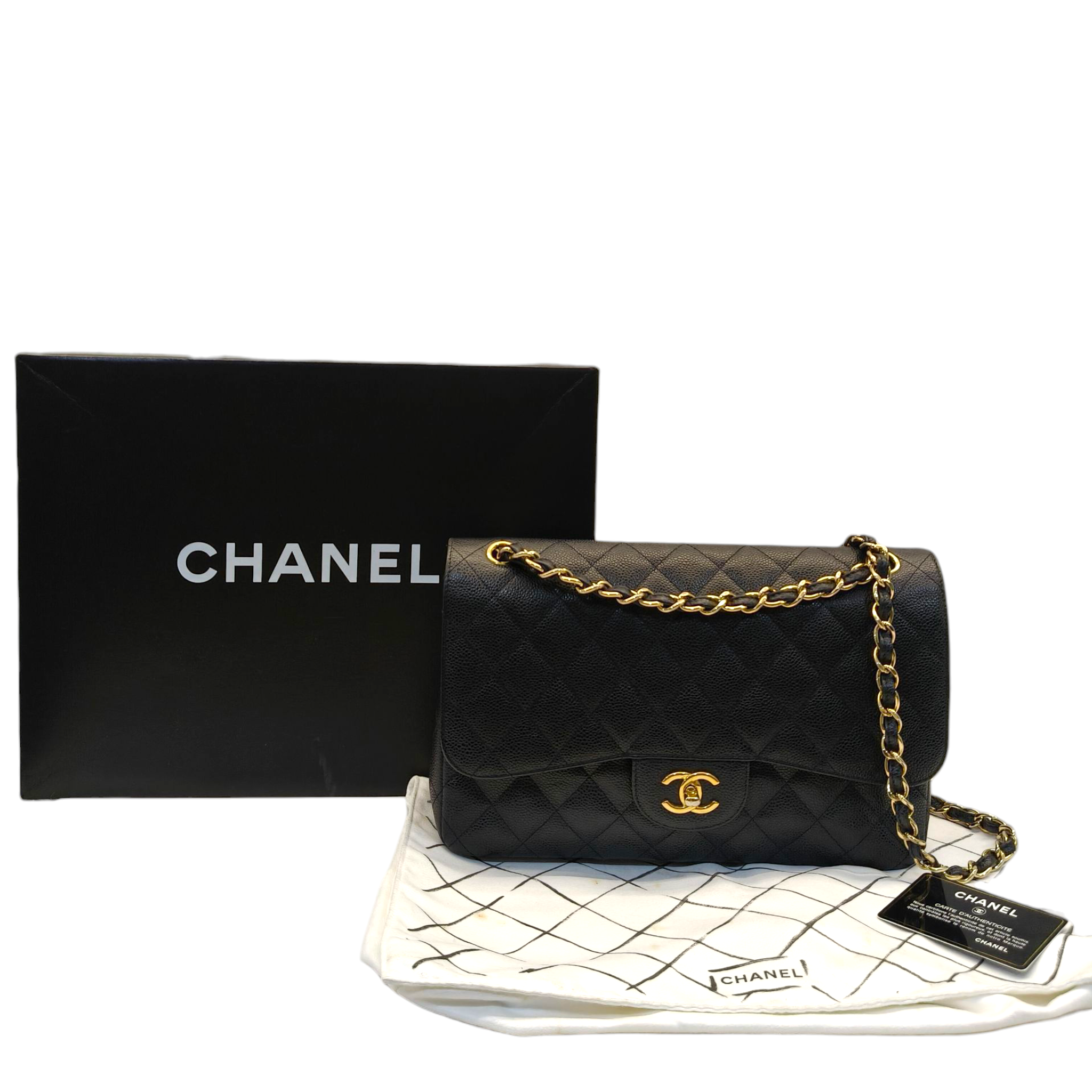 Chanel Classic Double Flap Jumbo Black Caviar Bag Ghw