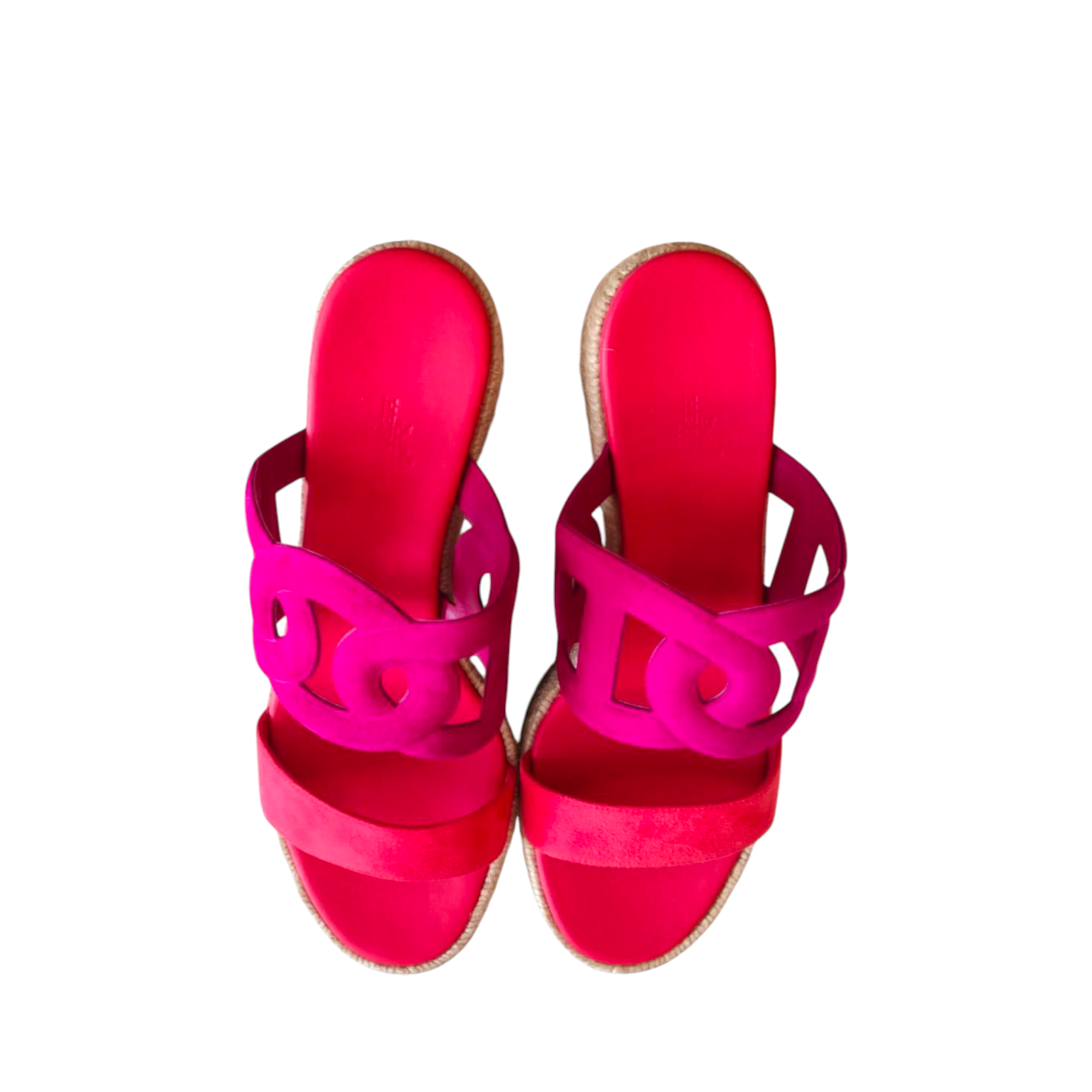 Hermes Ithea 30 espadrille in Rouge Cinétique / Orange Capucine EU 39