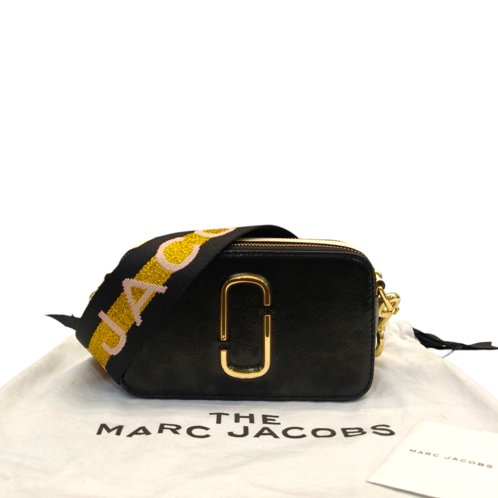 Marc Jacobs Snapshot Black Leather Sling Bag With Detachable Strap