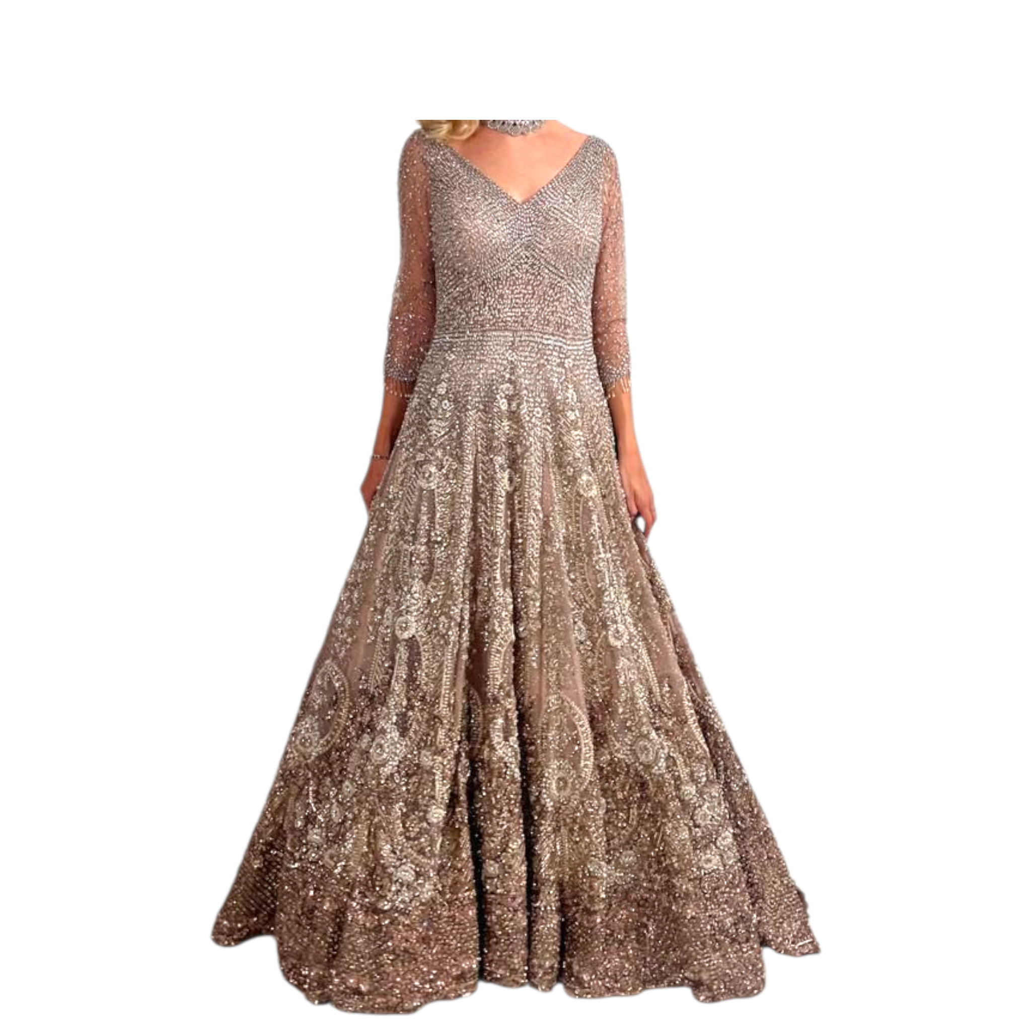 Dolly J Europa Pale Pink Shimmer Gown Set