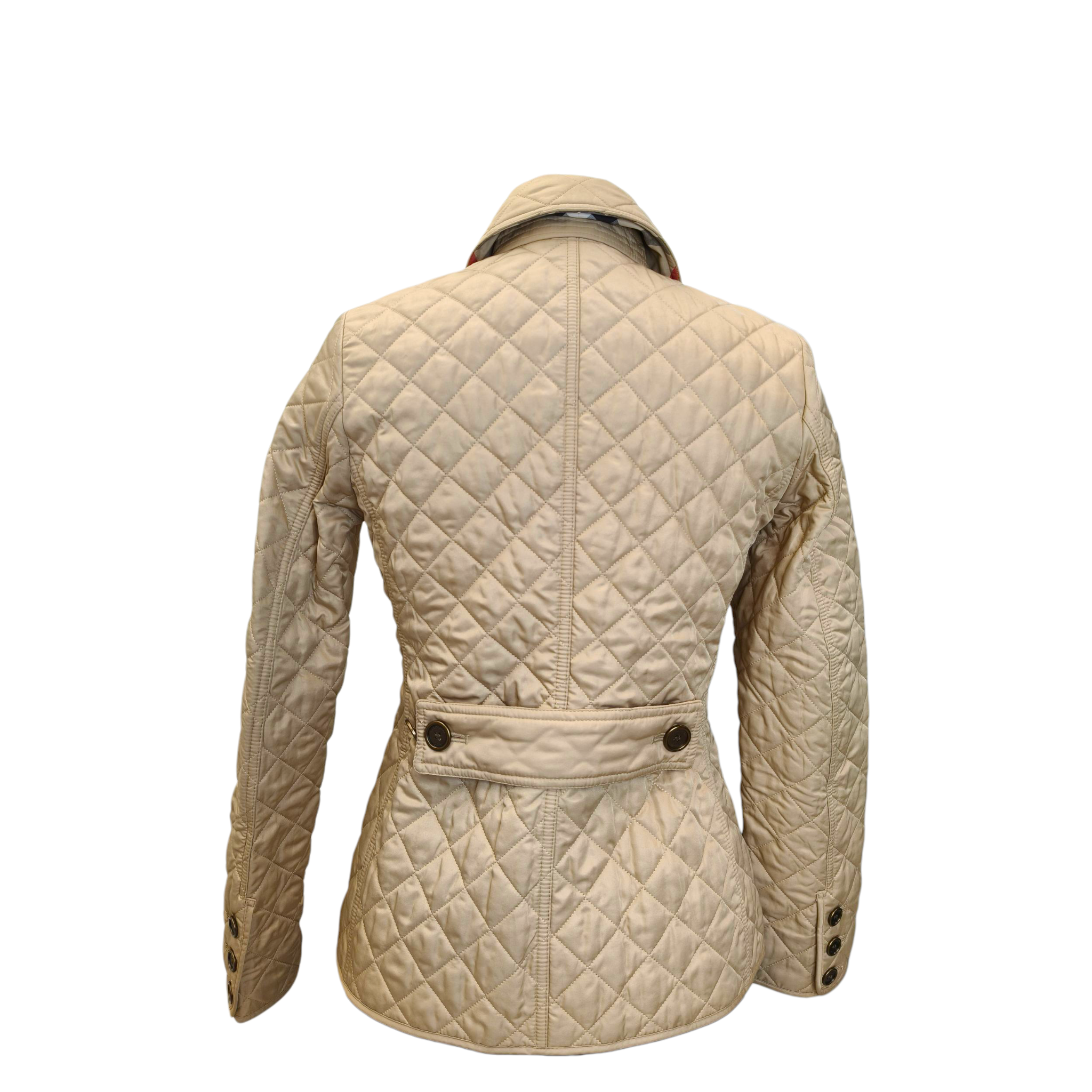Burberry Brit Beige Quilted Synthetic Button Front Jacket