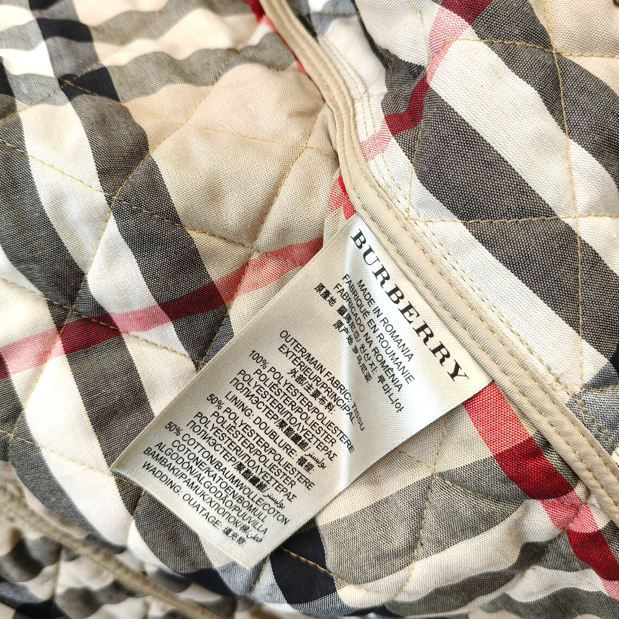 Burberry Brit Beige Quilted Synthetic Button Front Jacket