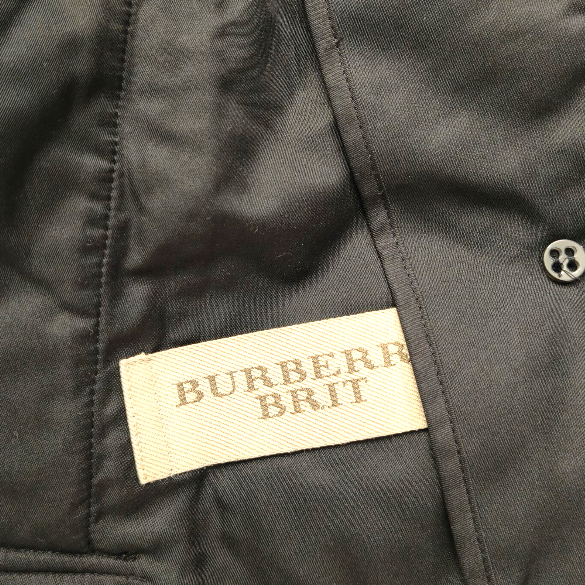 Burberry Brit Black Quilted Synthetic Button Front Jacket XS