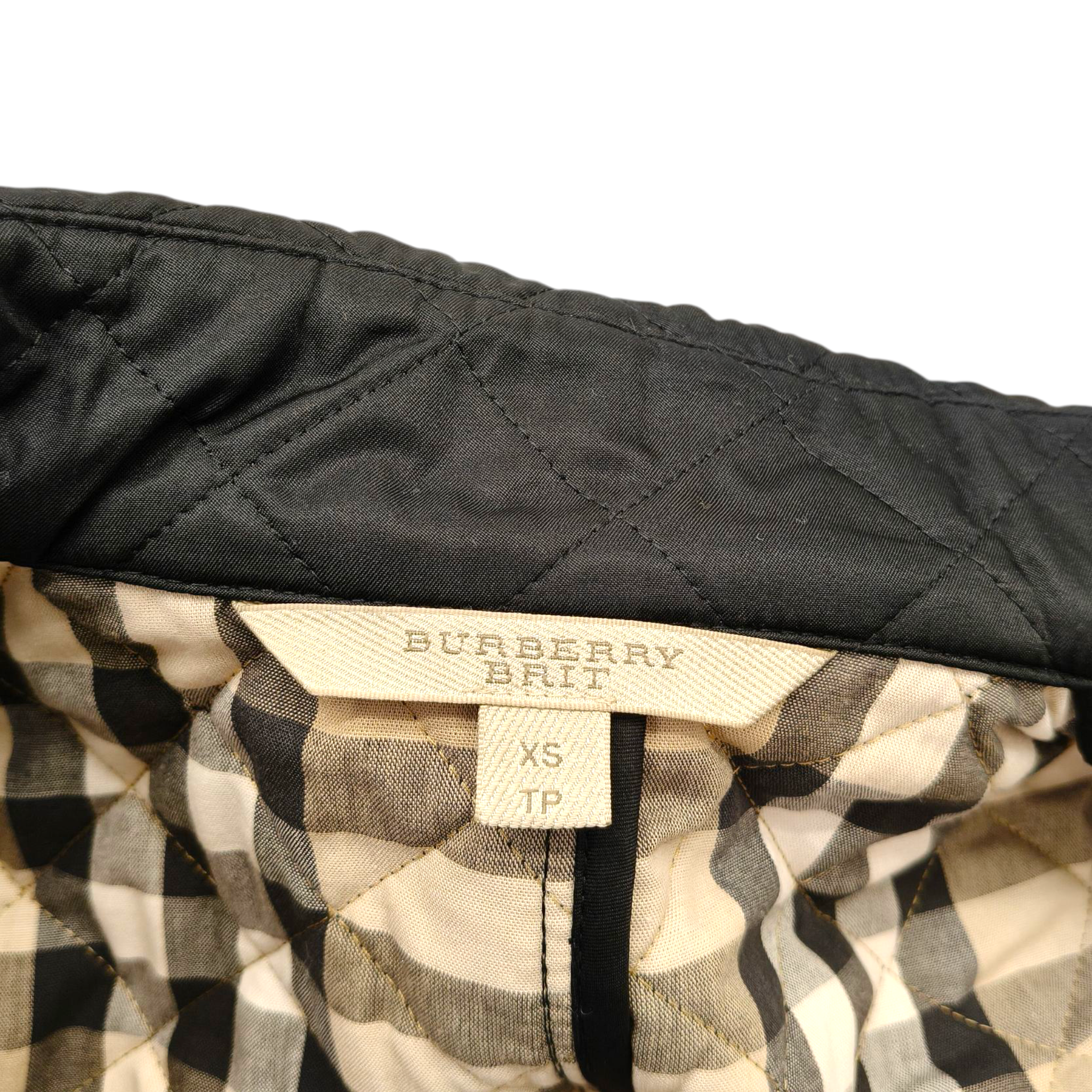 Burberry Brit Black Quilted Synthetic Button Front Jacket XS