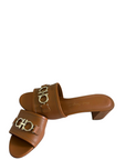Salvatore Ferragamo Brown Leather Rhodes Gancini Sandals EU 36