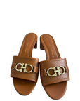 Salvatore Ferragamo Brown Leather Rhodes Gancini Sandals EU 36