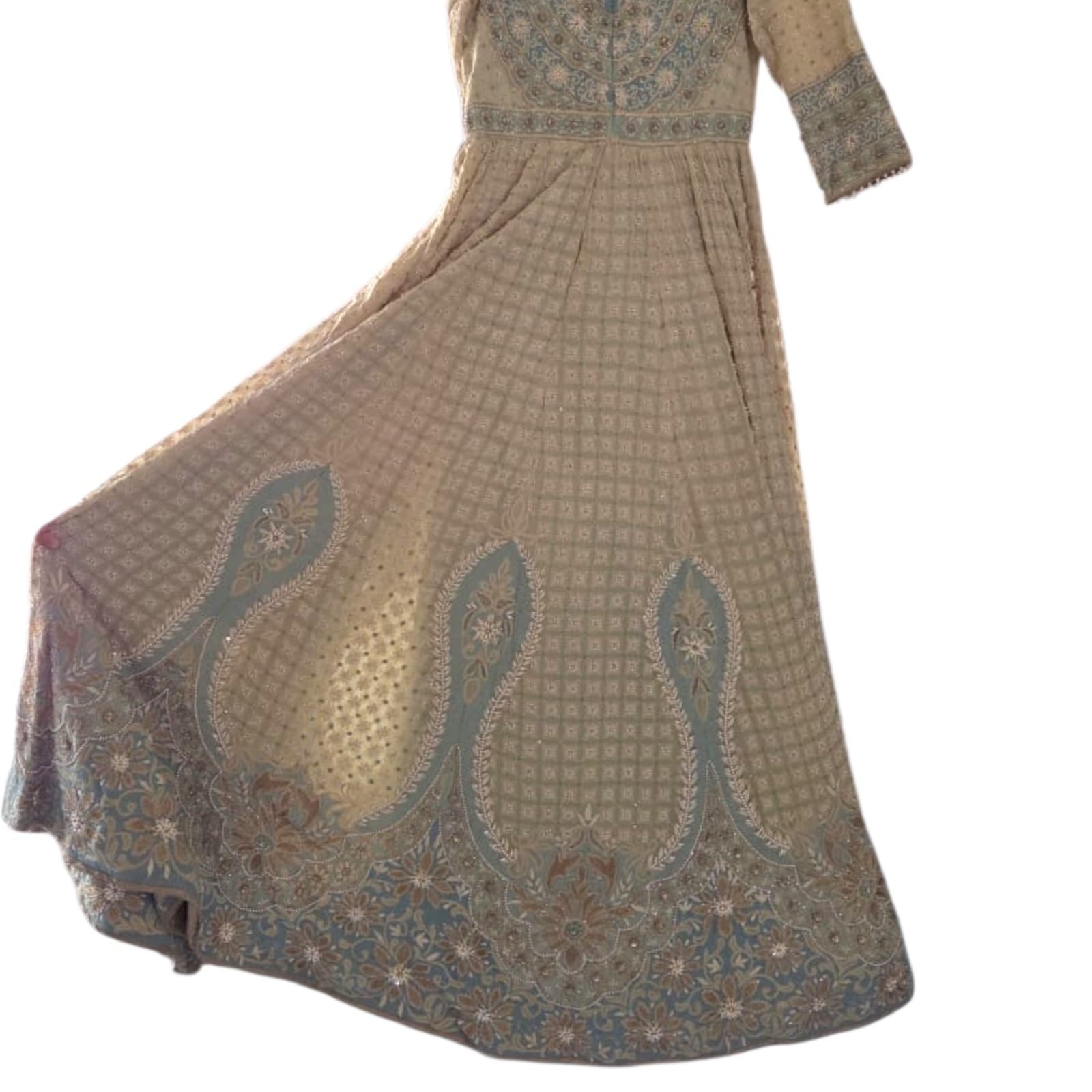 Tarun Tahiliani Mint Embroidered Kalidar Anarkali Set