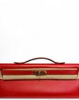Hermès Kelly Cut Clutch Rouge Casaque Swift GHW